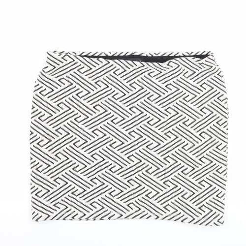 Atmosphere Womens White Geometric  A-Line Skirt Size 14