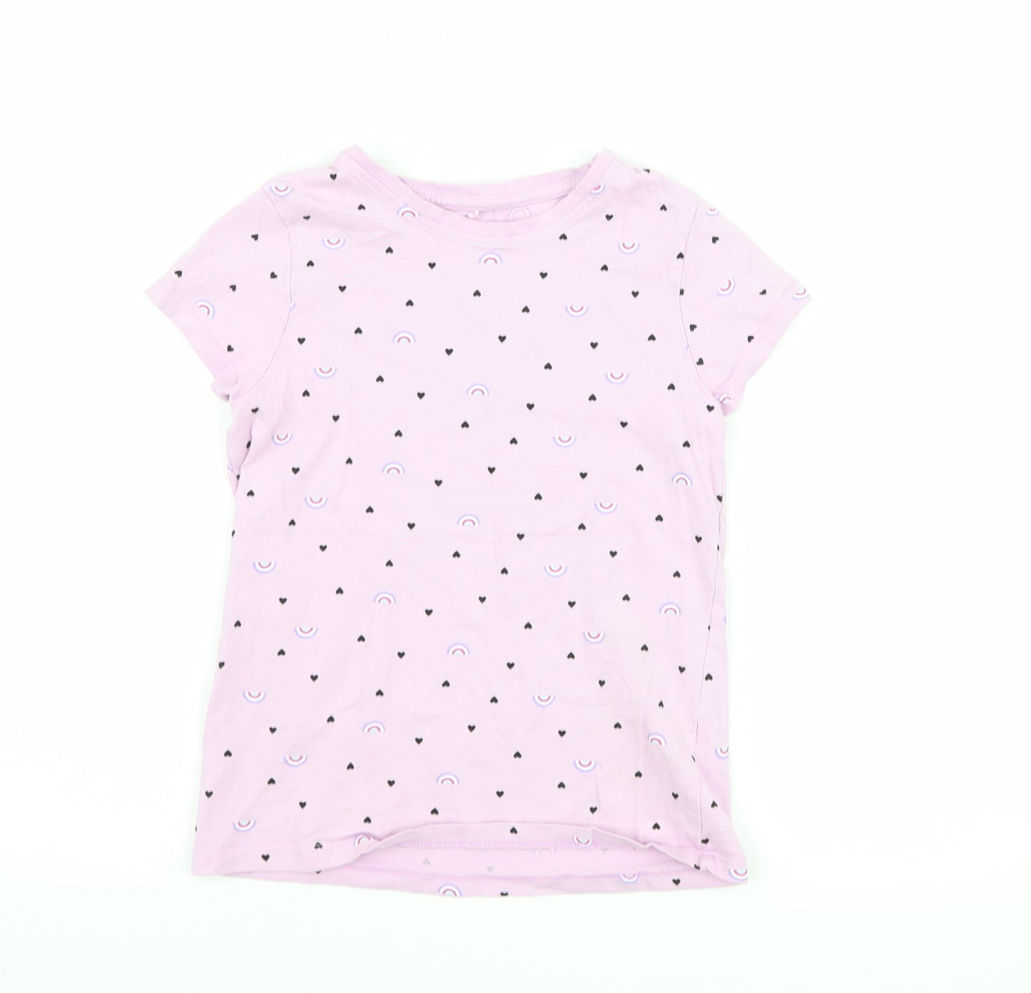George Girls Purple Polka Dot  Basic T-Shirt Size 7-8 Years  - Rainbow