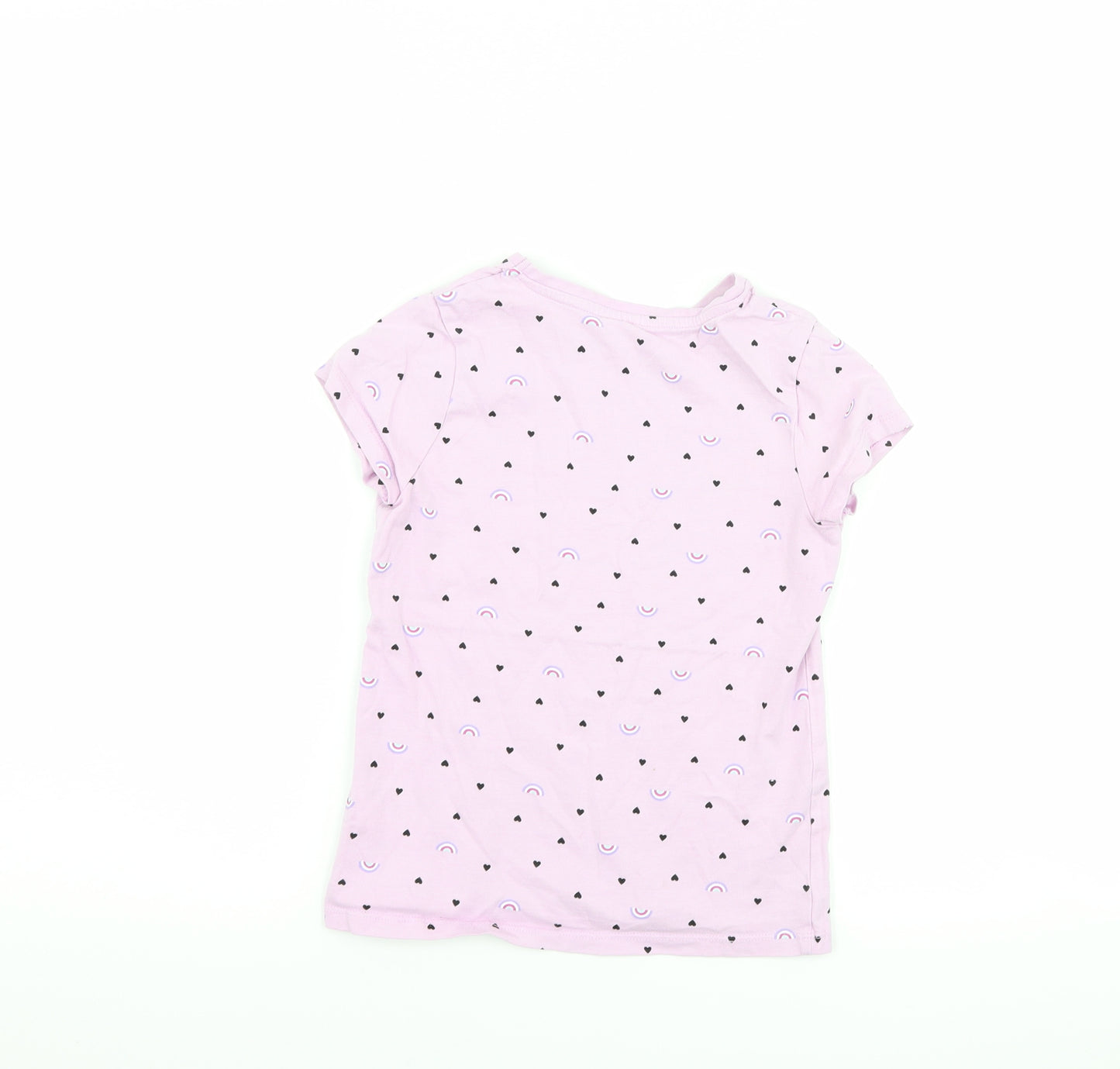 George Girls Purple Polka Dot  Basic T-Shirt Size 7-8 Years  - Rainbow