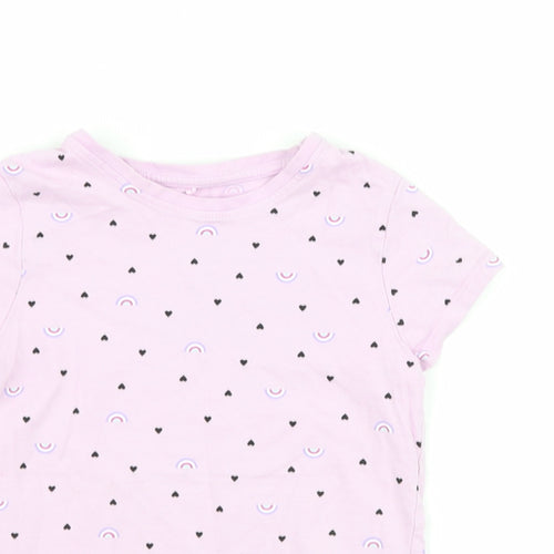 George Girls Purple Polka Dot  Basic T-Shirt Size 7-8 Years  - Rainbow