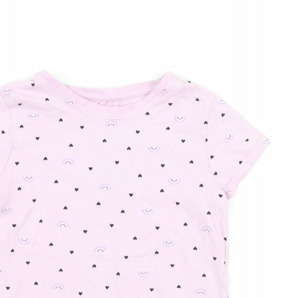 George Girls Purple Polka Dot  Basic T-Shirt Size 7-8 Years  - Rainbow