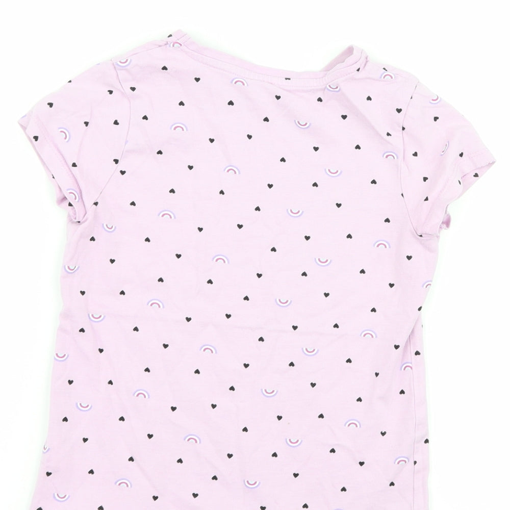George Girls Purple Polka Dot  Basic T-Shirt Size 7-8 Years  - Rainbow
