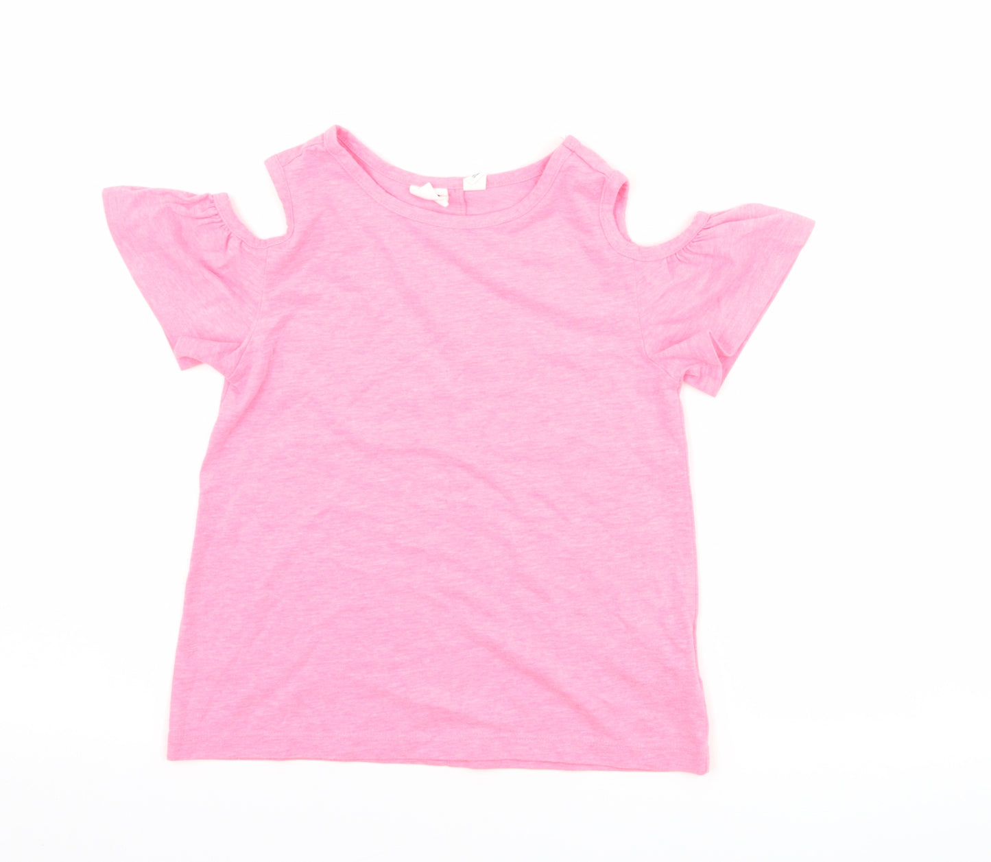 Gap Girls Pink   Basic T-Shirt Size 6-7 Years  - neon cut out shoulder