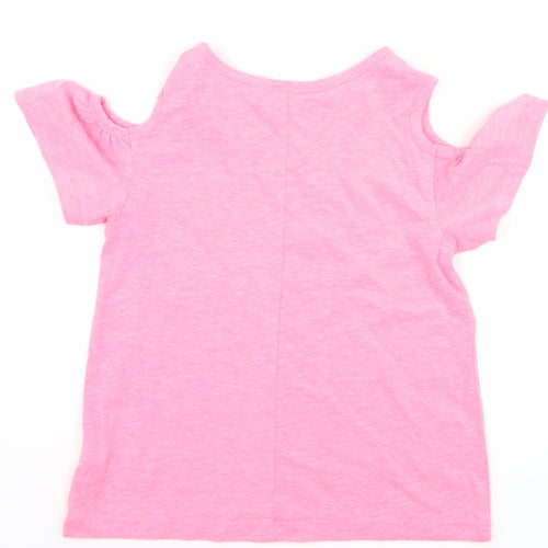 Gap Girls Pink   Basic T-Shirt Size 6-7 Years  - neon cut out shoulder