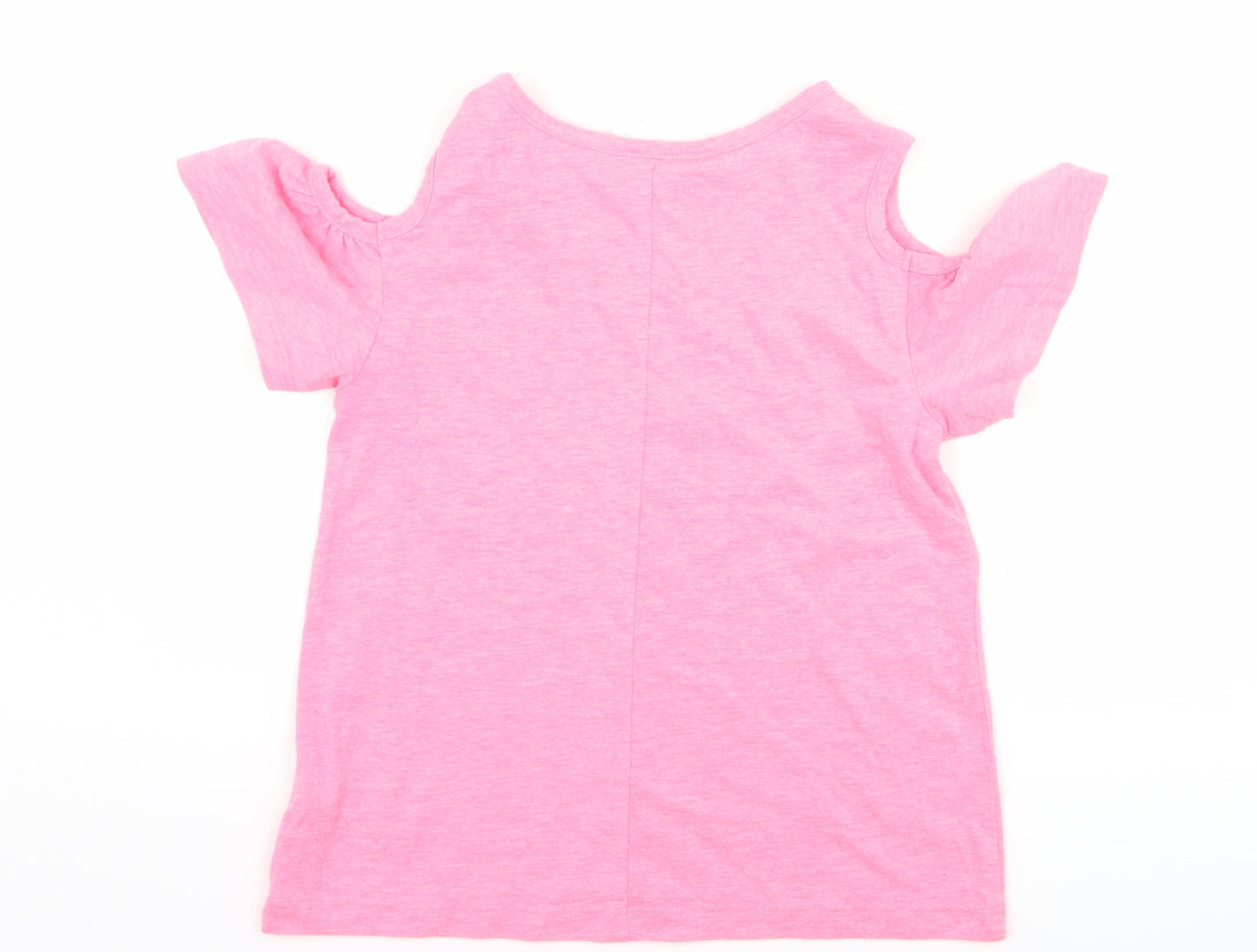 Gap Girls Pink   Basic T-Shirt Size 6-7 Years  - neon cut out shoulder