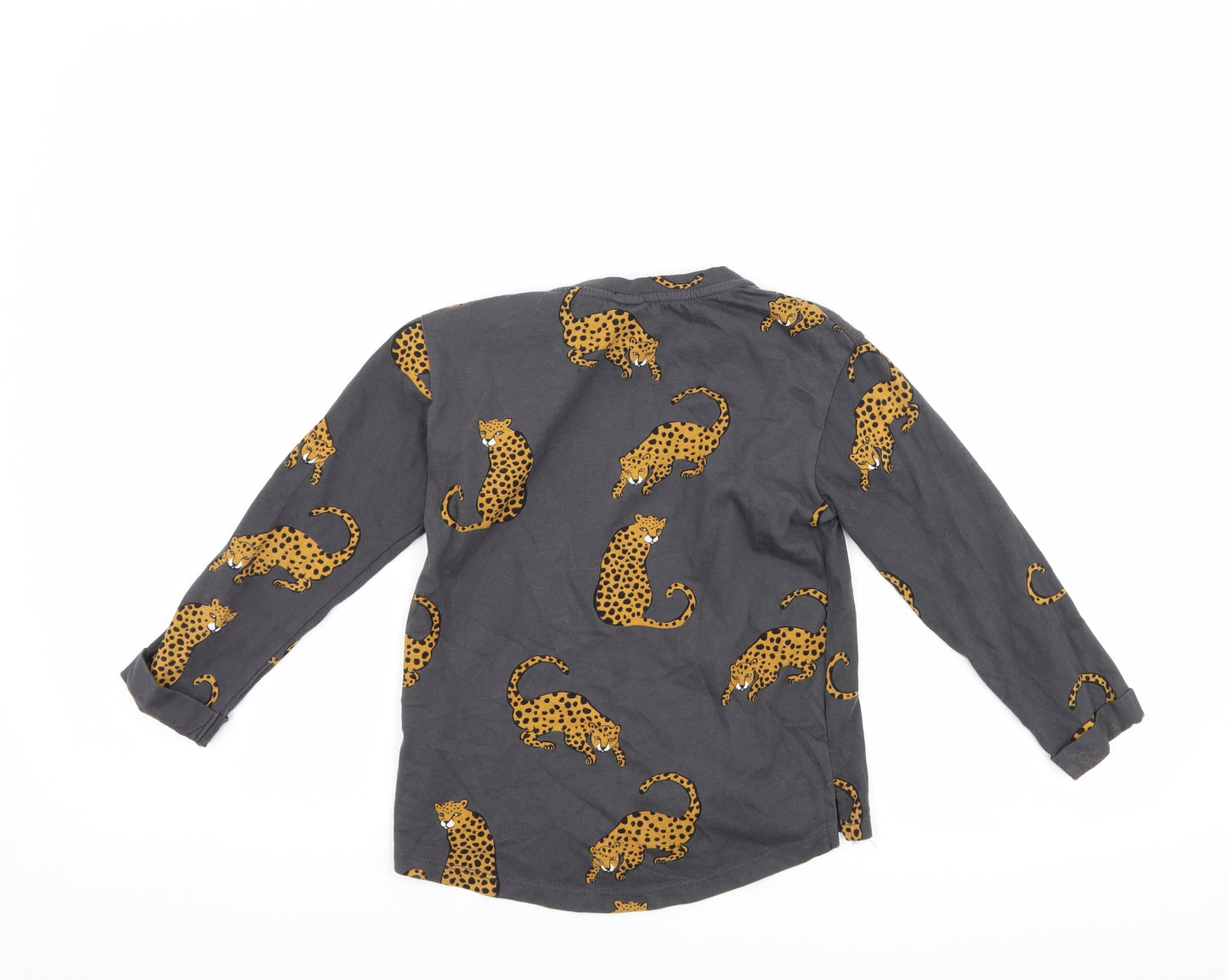 Zara Girls Grey Animal Print  Basic T-Shirt Size 7 Years  - leopard