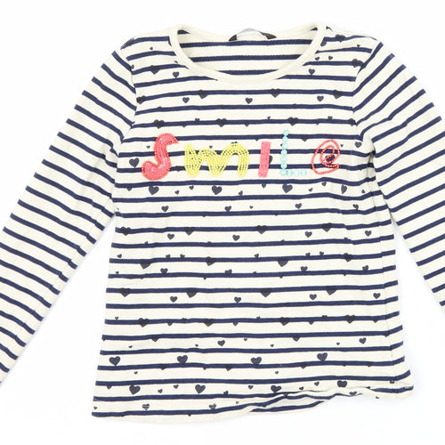 George Girls Blue Striped  Pullover Sweatshirt Size 8-9 Years  - smile
