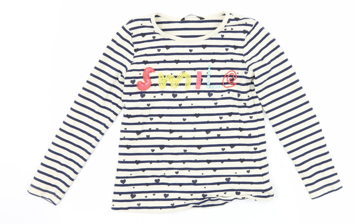 George Girls Blue Striped Pullover Sweatshirt Size 8-9 Years - smile
