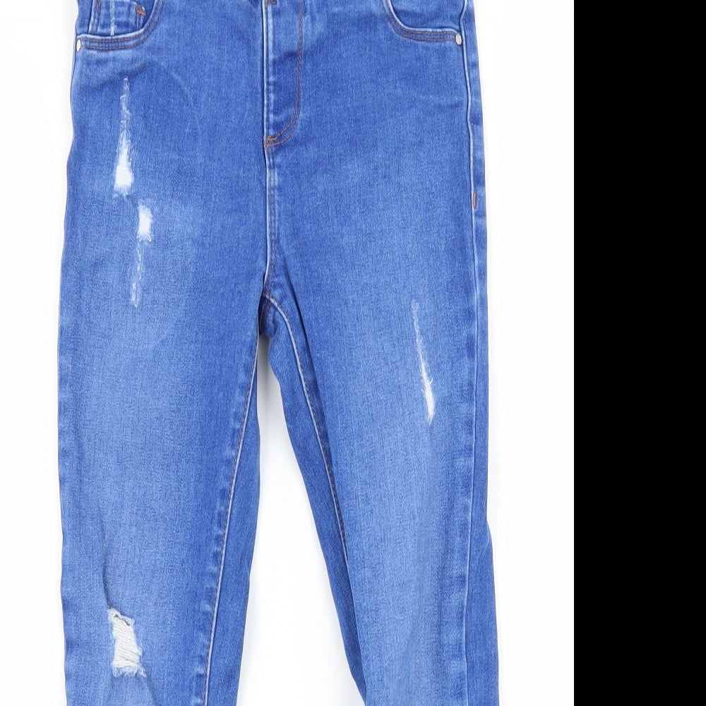 River Island Girls Blue  Denim Skinny Jeans Size 7 Years - Distressed