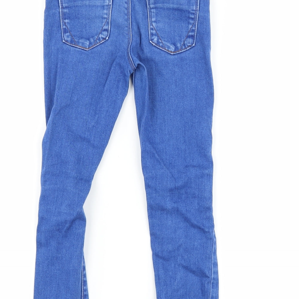 River Island Girls Blue  Denim Skinny Jeans Size 7 Years - Distressed