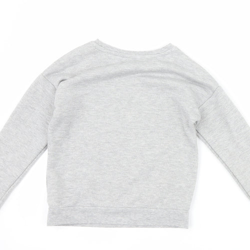George Girls Grey Animal Print  Pullover Sweatshirt Size 6-7 Years  - graphic