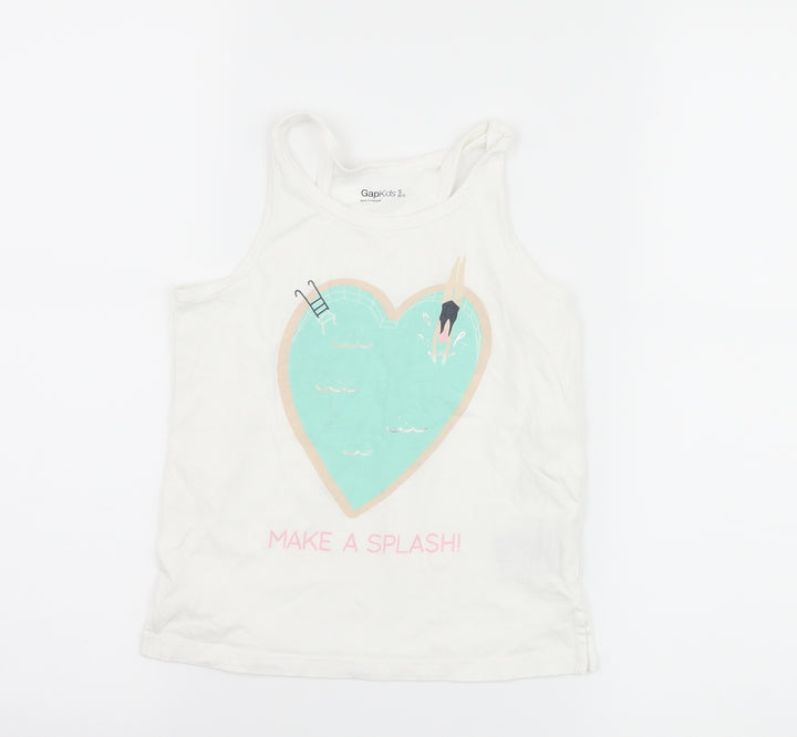 Gap Girls White Basic Tank Size 6-7 Years - make a splash