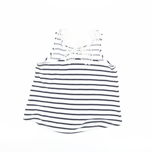 H&M Girls Blue Striped  Basic Tank Size 7-8 Years
