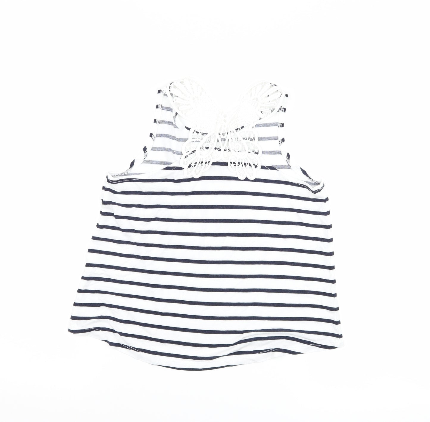 H&M Girls Blue Striped  Basic Tank Size 7-8 Years