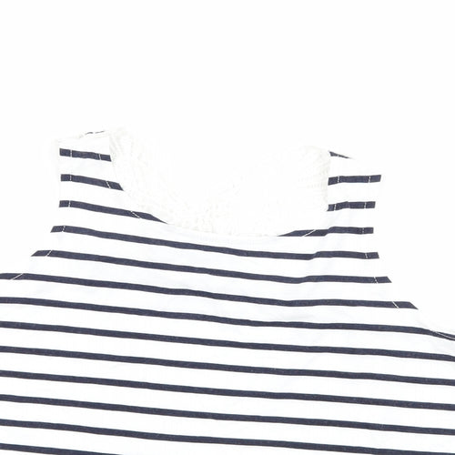 H&M Girls Blue Striped  Basic Tank Size 7-8 Years