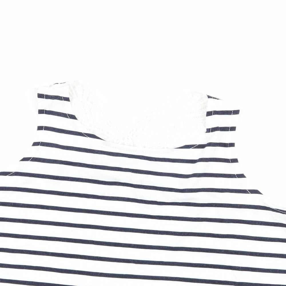 H&M Girls Blue Striped  Basic Tank Size 7-8 Years
