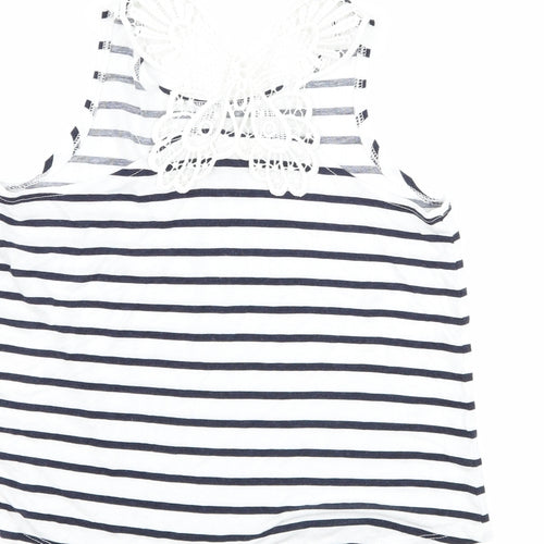 H&M Girls Blue Striped  Basic Tank Size 7-8 Years