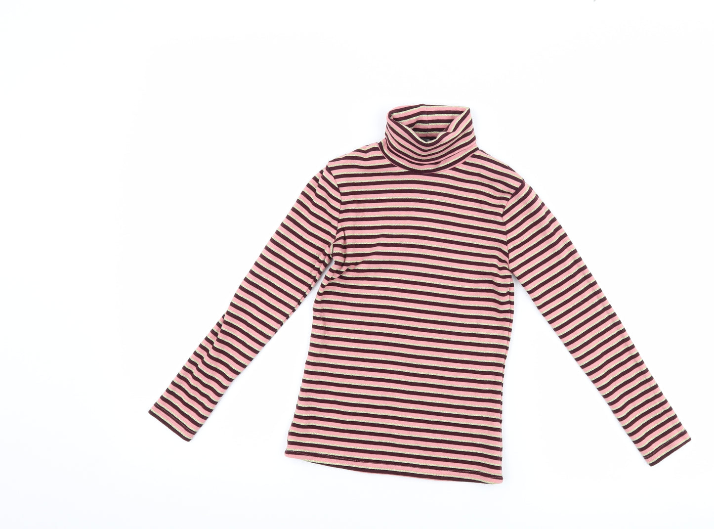 George Girls Pink Striped  Basic T-Shirt Size 6-7 Years