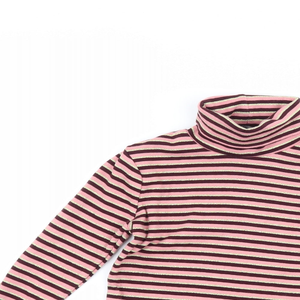 George Girls Pink Striped  Basic T-Shirt Size 6-7 Years