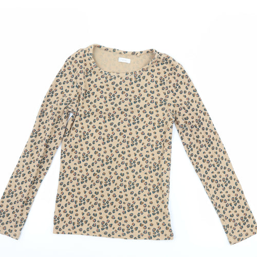 NEXT Girls Brown Animal Print  Basic T-Shirt Size 9 Years