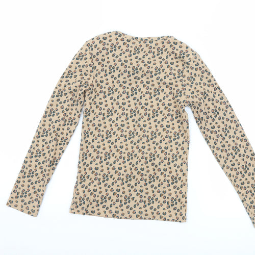 NEXT Girls Brown Animal Print  Basic T-Shirt Size 9 Years