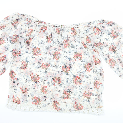 F&F Womens White Floral  Basic Blouse Size 16