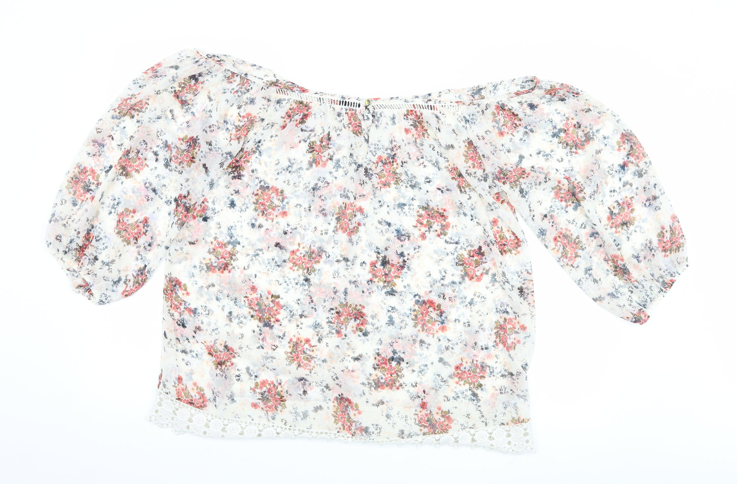 F&F Womens White Floral  Basic Blouse Size 16