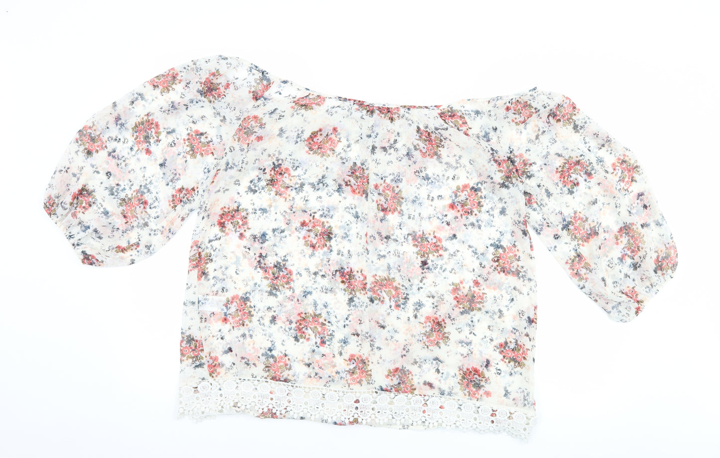 F&F Womens White Floral  Basic Blouse Size 16