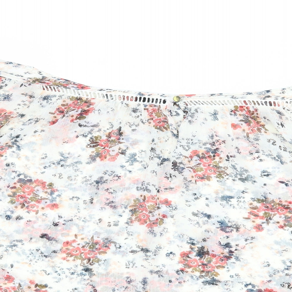 F&F Womens White Floral  Basic Blouse Size 16