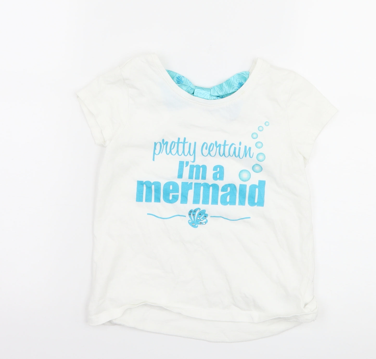 Disney Girls White   Basic T-Shirt Size 9-10 Years  - Mermaid