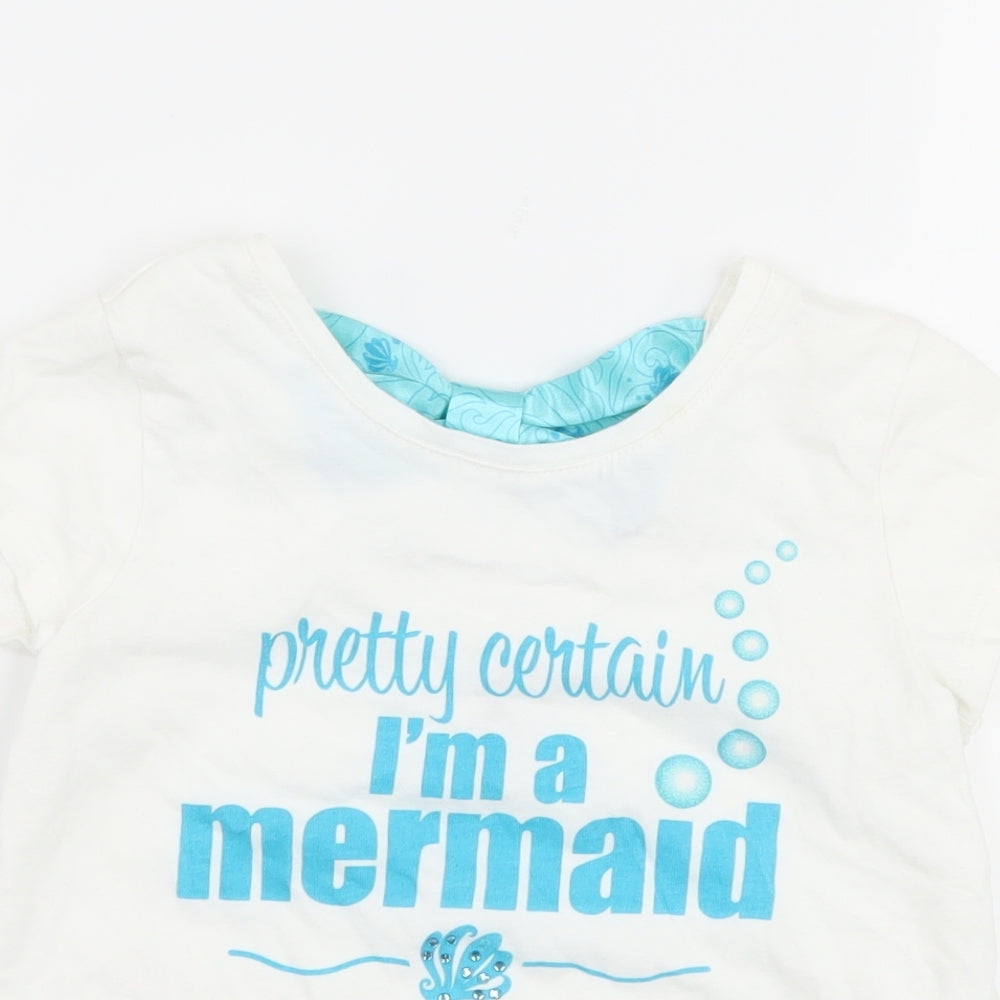 Disney Girls White   Basic T-Shirt Size 9-10 Years  - Mermaid