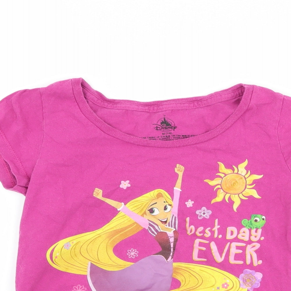 Disney Girls Purple   Basic T-Shirt Size 7-8 Years  - disney tangled