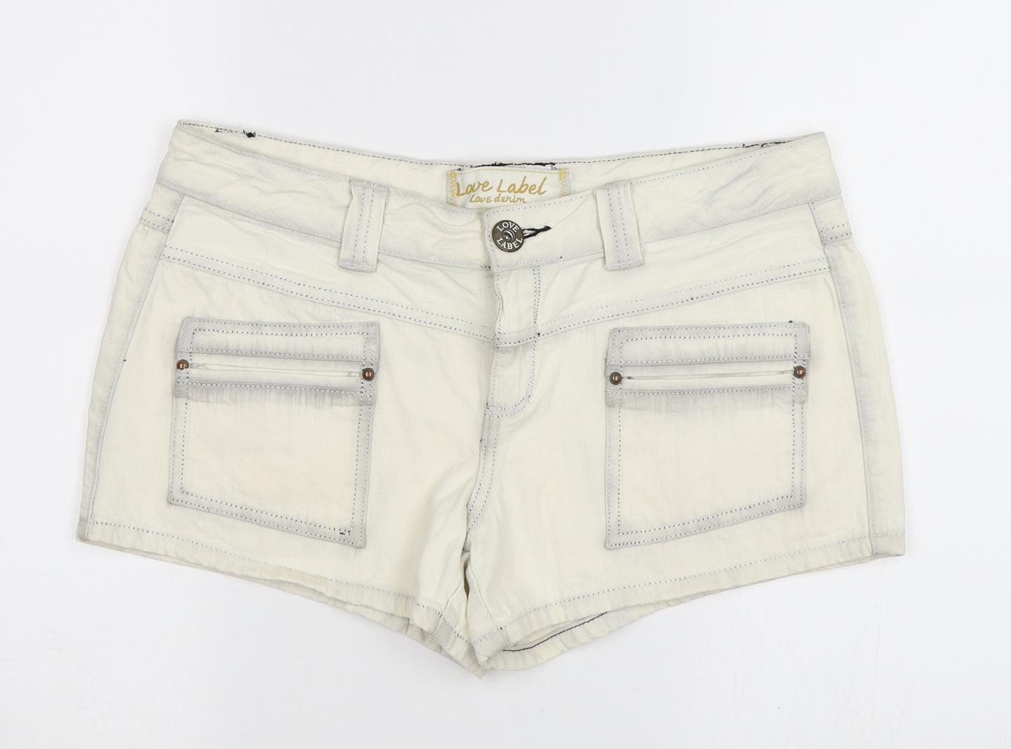 Love Label Womens White   Hot Pants Shorts Size 14