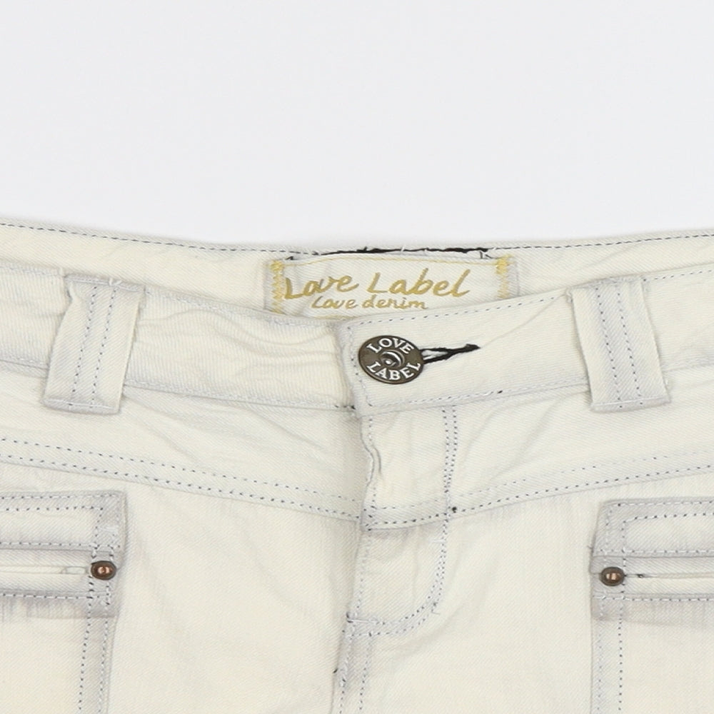 Love Label Womens White   Hot Pants Shorts Size 14