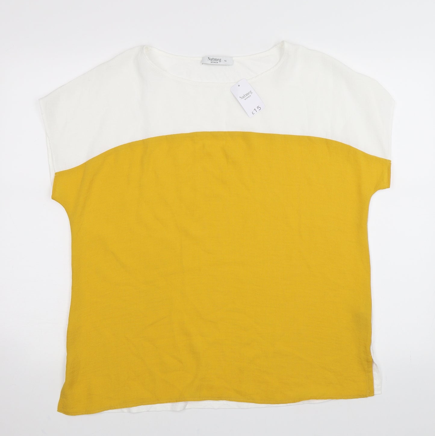 Nutmeg Womens Yellow Colourblock  Basic T-Shirt Size 16