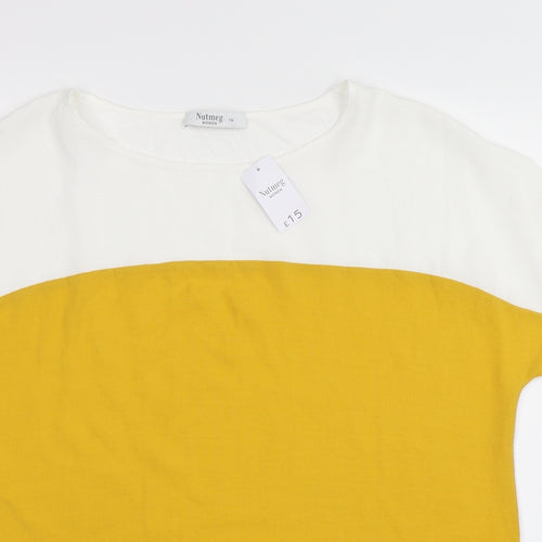 Nutmeg Womens Yellow Colourblock  Basic T-Shirt Size 16