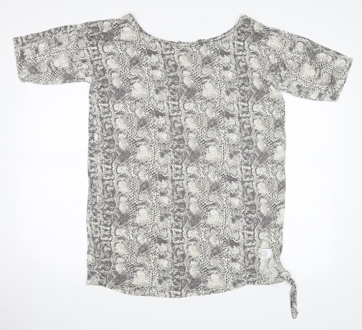 NEXT Womens Grey Animal Print  Basic T-Shirt Size 10