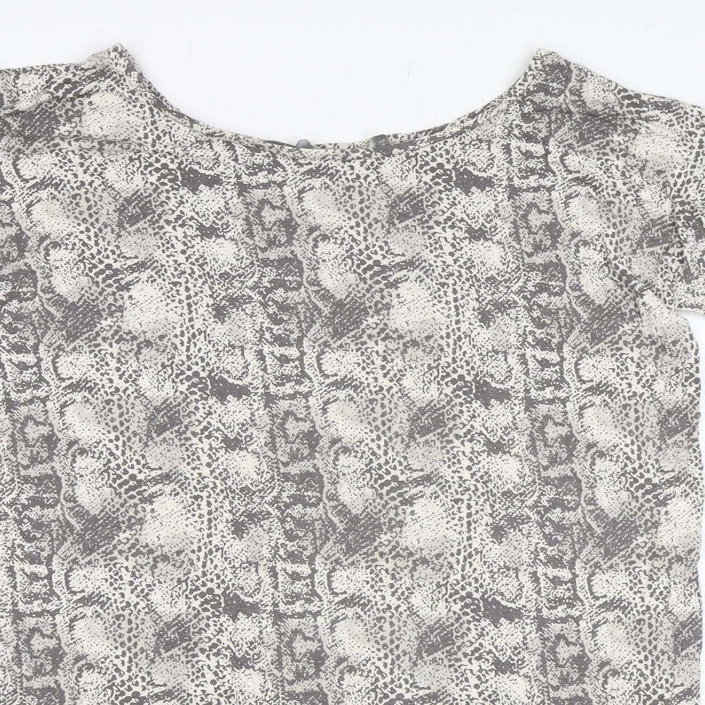 NEXT Womens Grey Animal Print  Basic T-Shirt Size 10