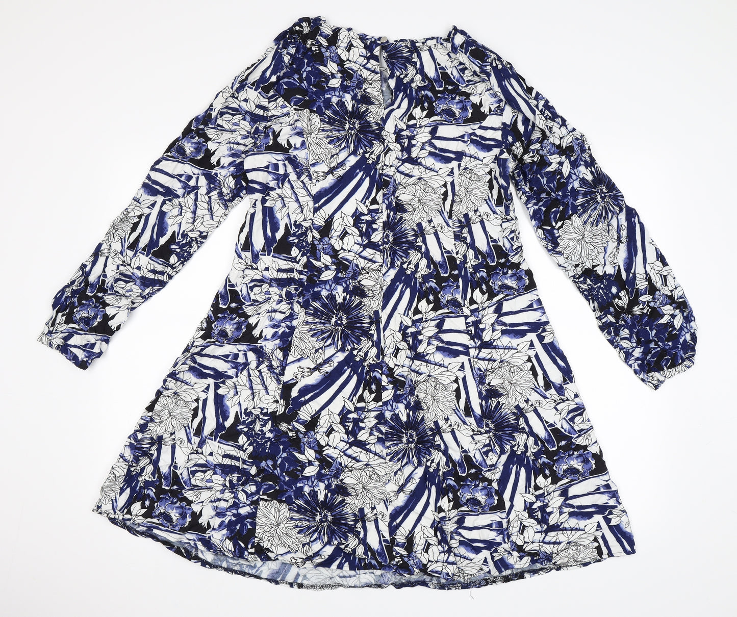 Primark Womens Blue Floral  T-Shirt Dress  Size 14
