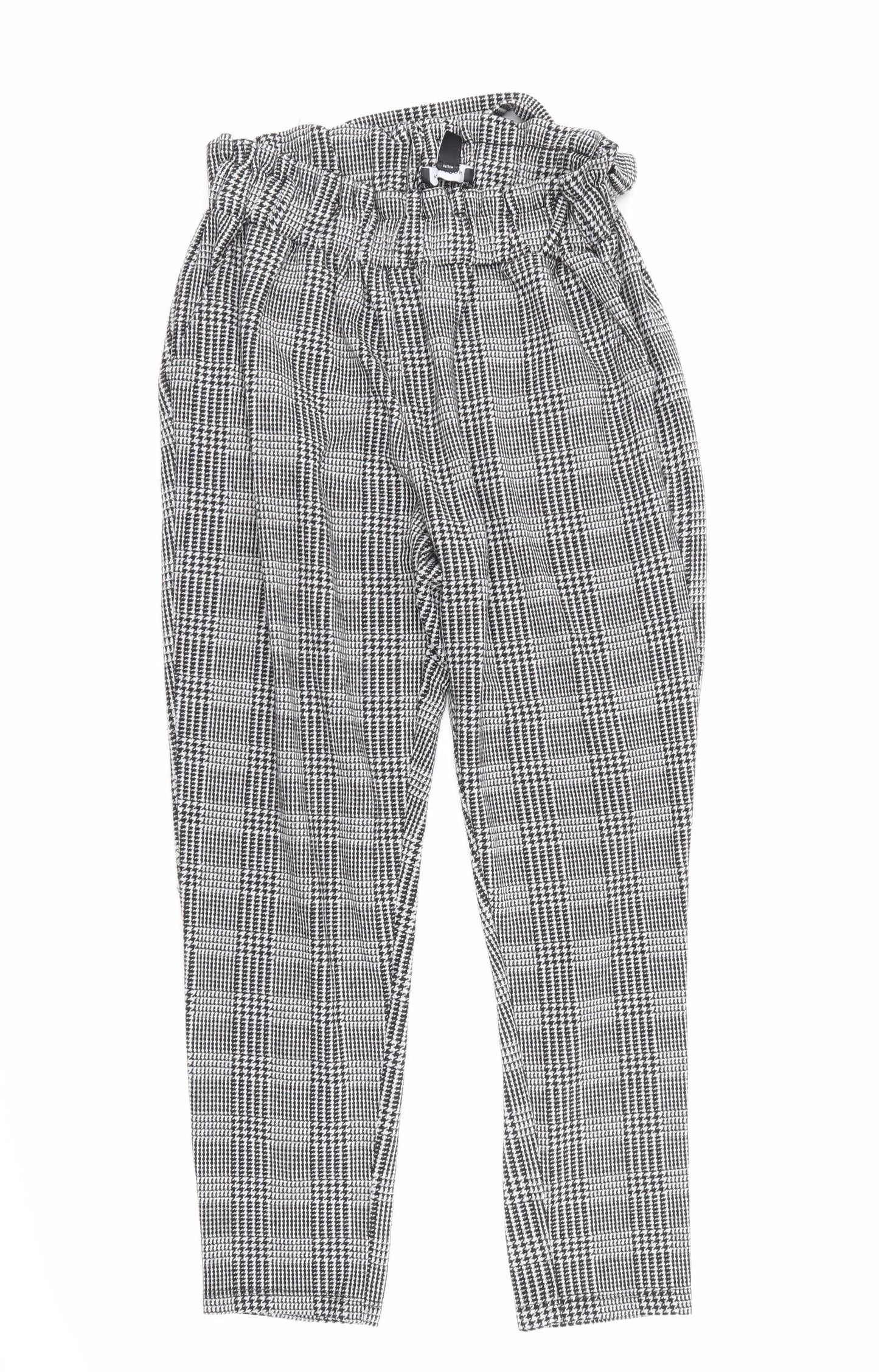 New Look Womens Grey Check  Trousers  Size 10 L26 in