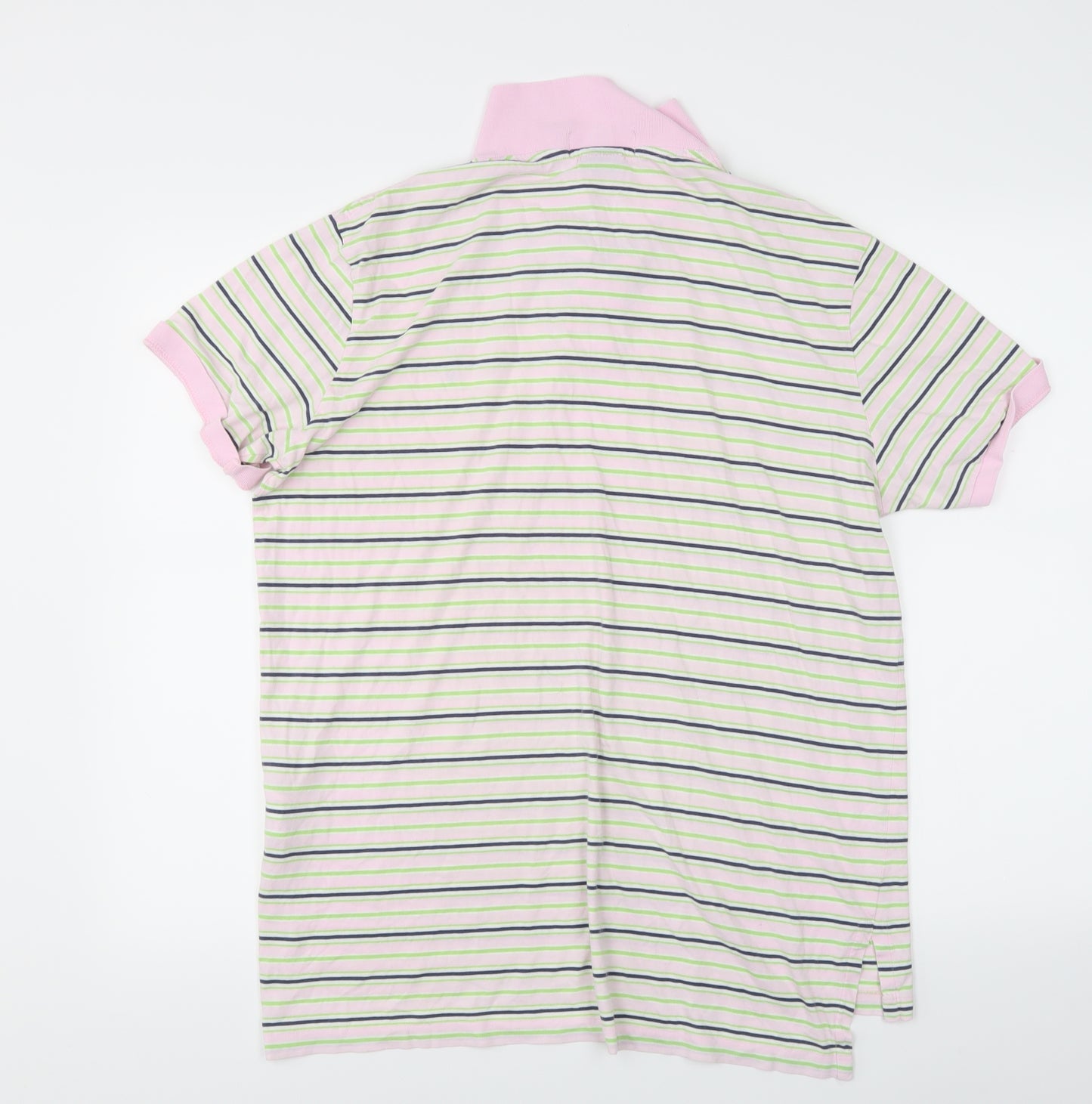 Ralph Lauren Mens Pink Striped   Polo Size L