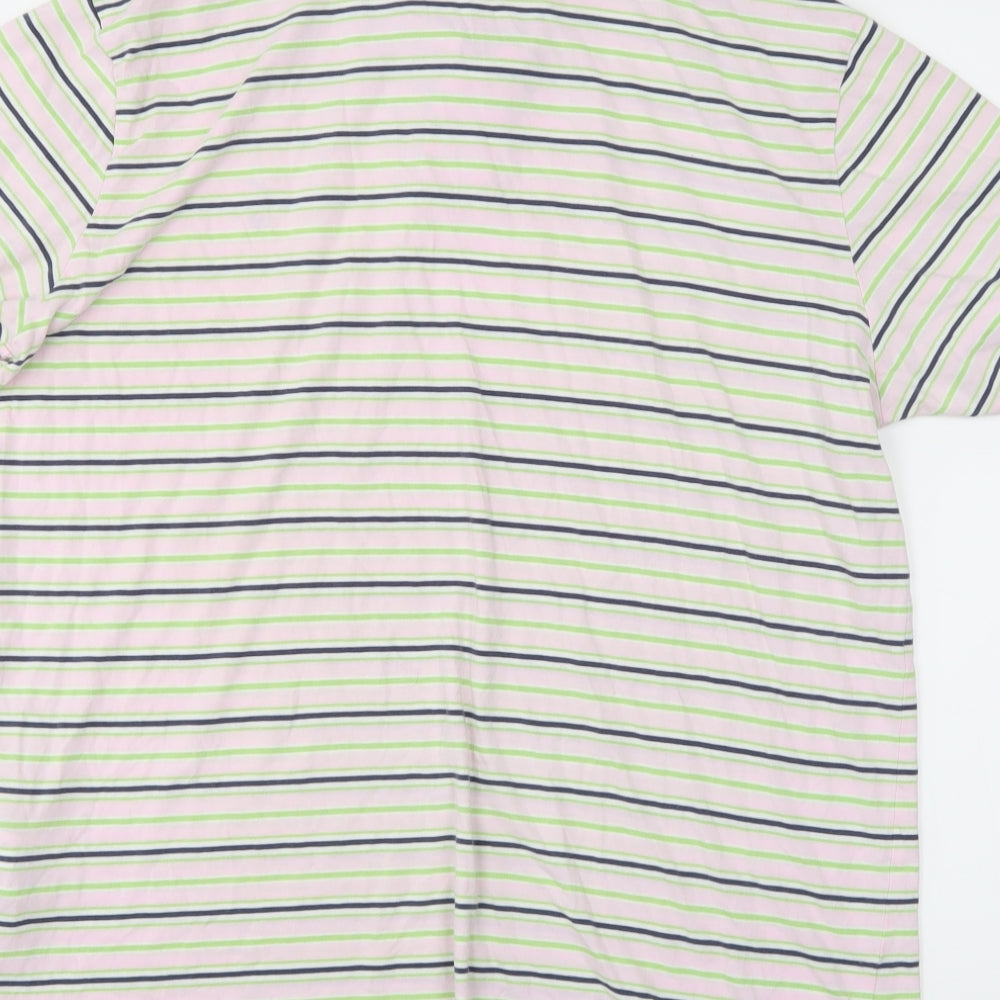 Ralph Lauren Mens Pink Striped   Polo Size L