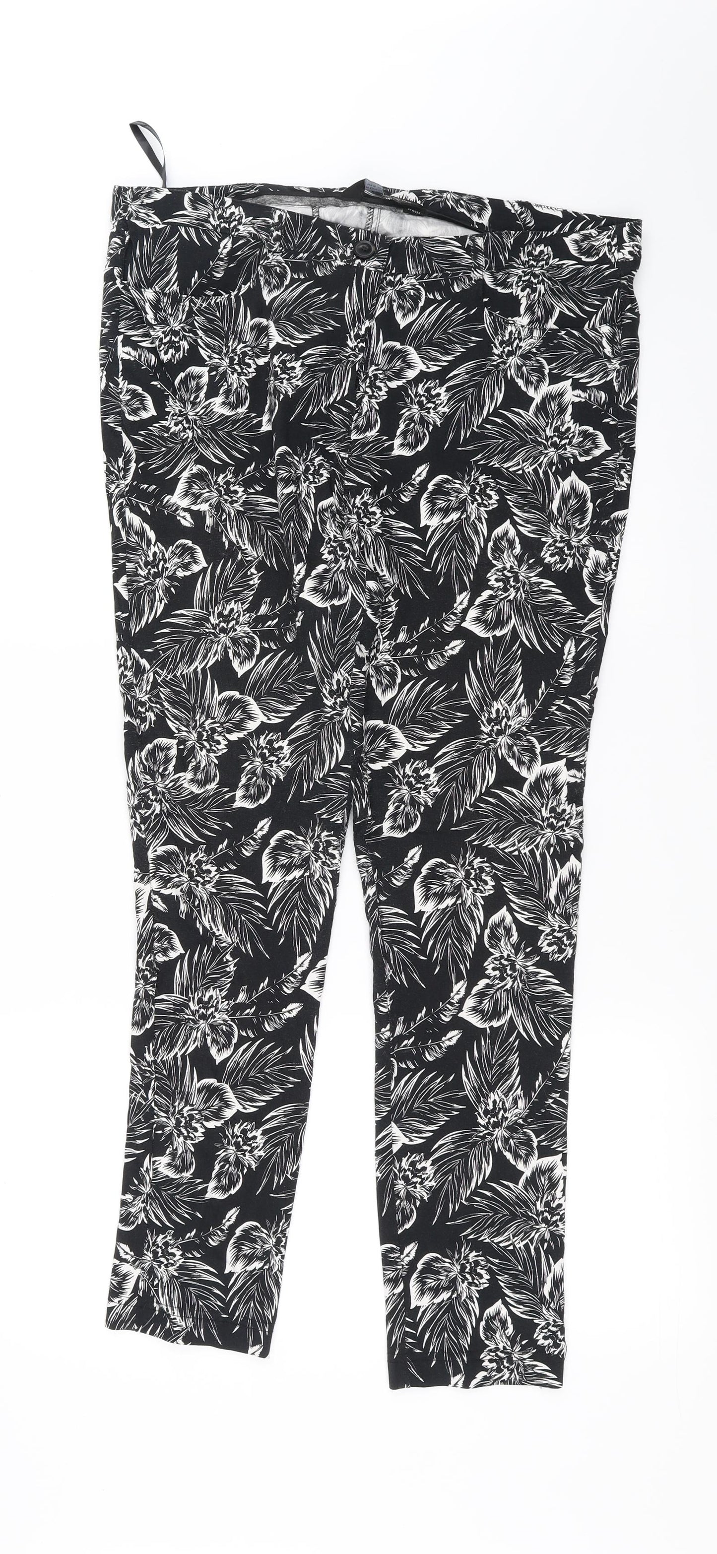Dorothy Perkins Womens Black Floral  Trousers  Size 16 L27 in
