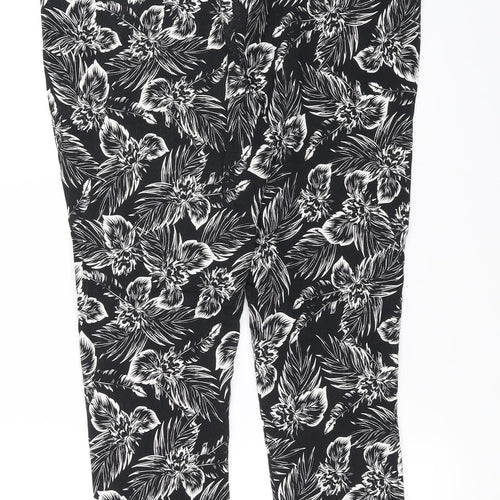 Dorothy Perkins Womens Black Floral  Trousers  Size 16 L27 in