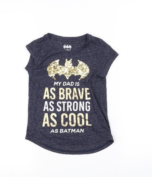 Front view of Next boys’ blue basic t-shirt, size 5, years - batman
