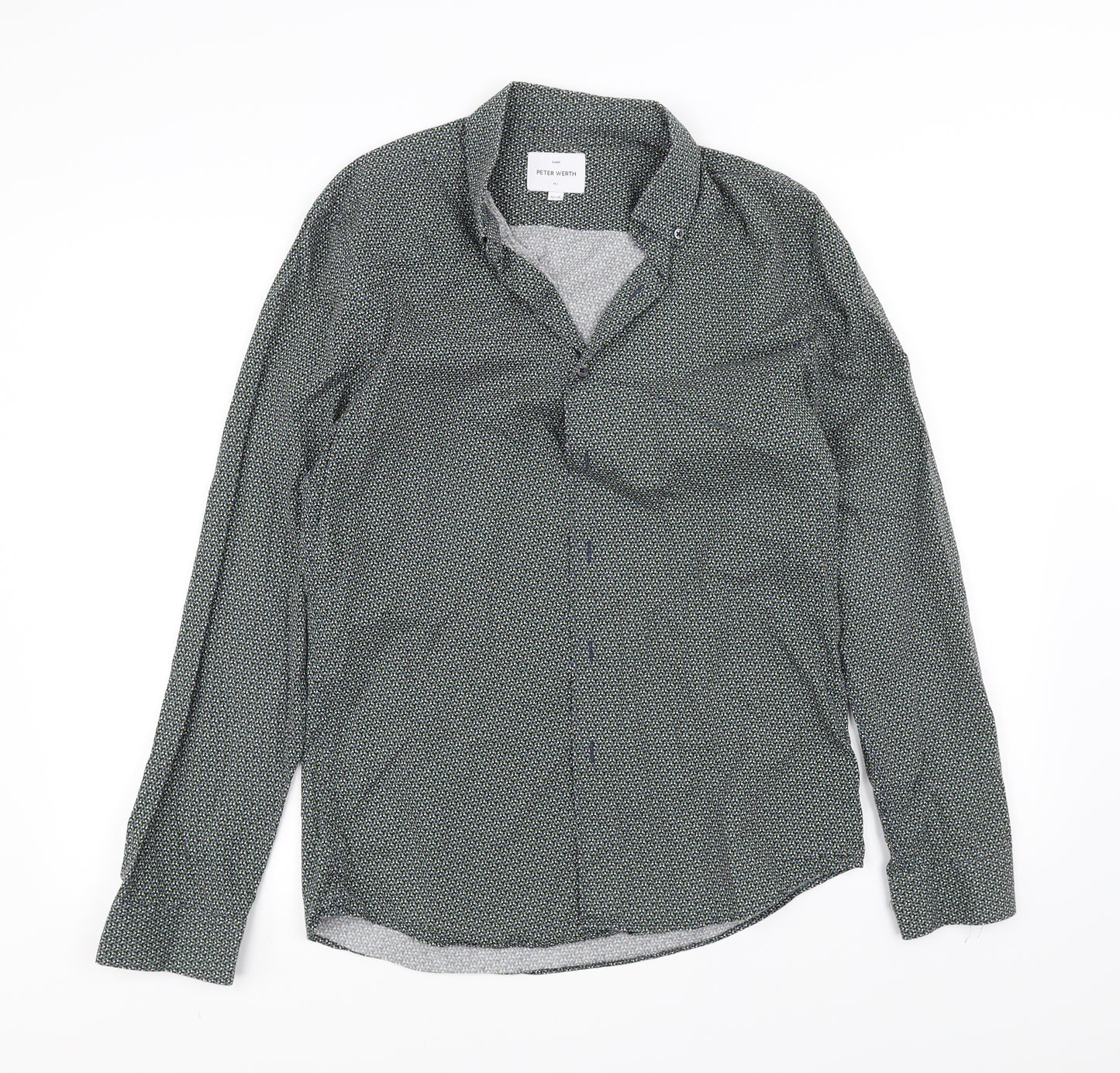 Peter Werth Mens Green    Dress Shirt Size M