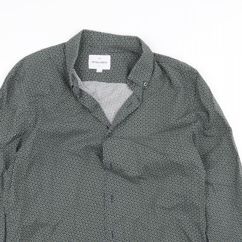 Peter Werth Mens Green    Dress Shirt Size M