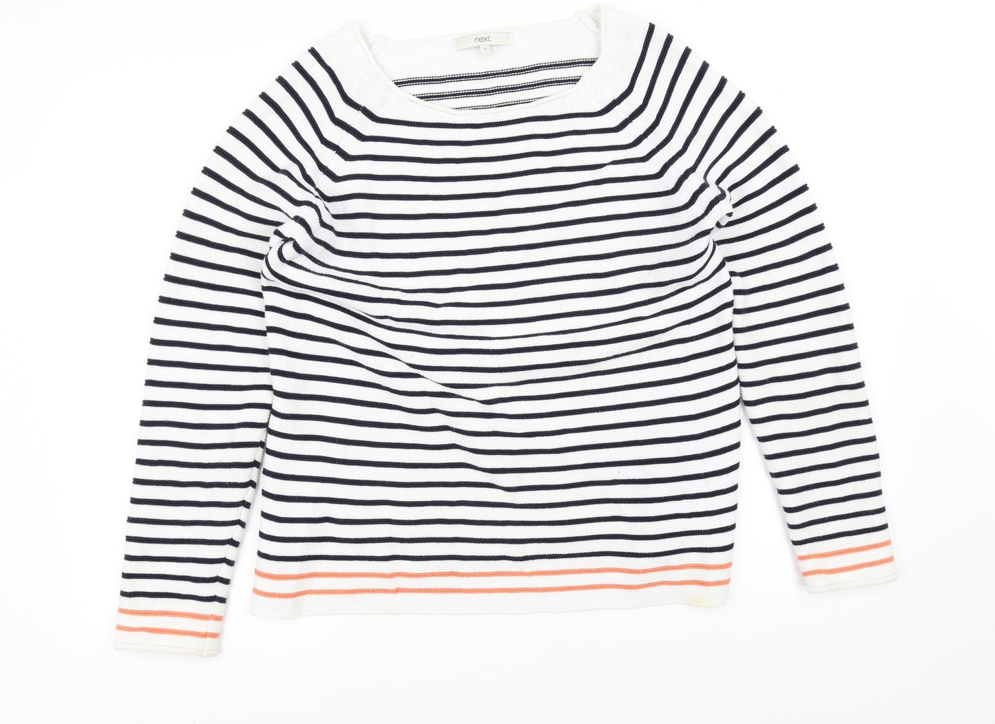 NEXT Womens White Striped  Pullover Jumper Size 12