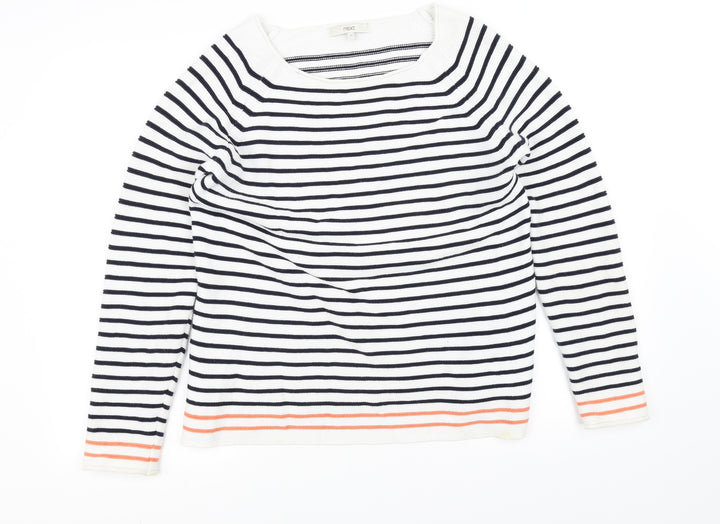NEXT Womens White Striped  Pullover Jumper Size 12