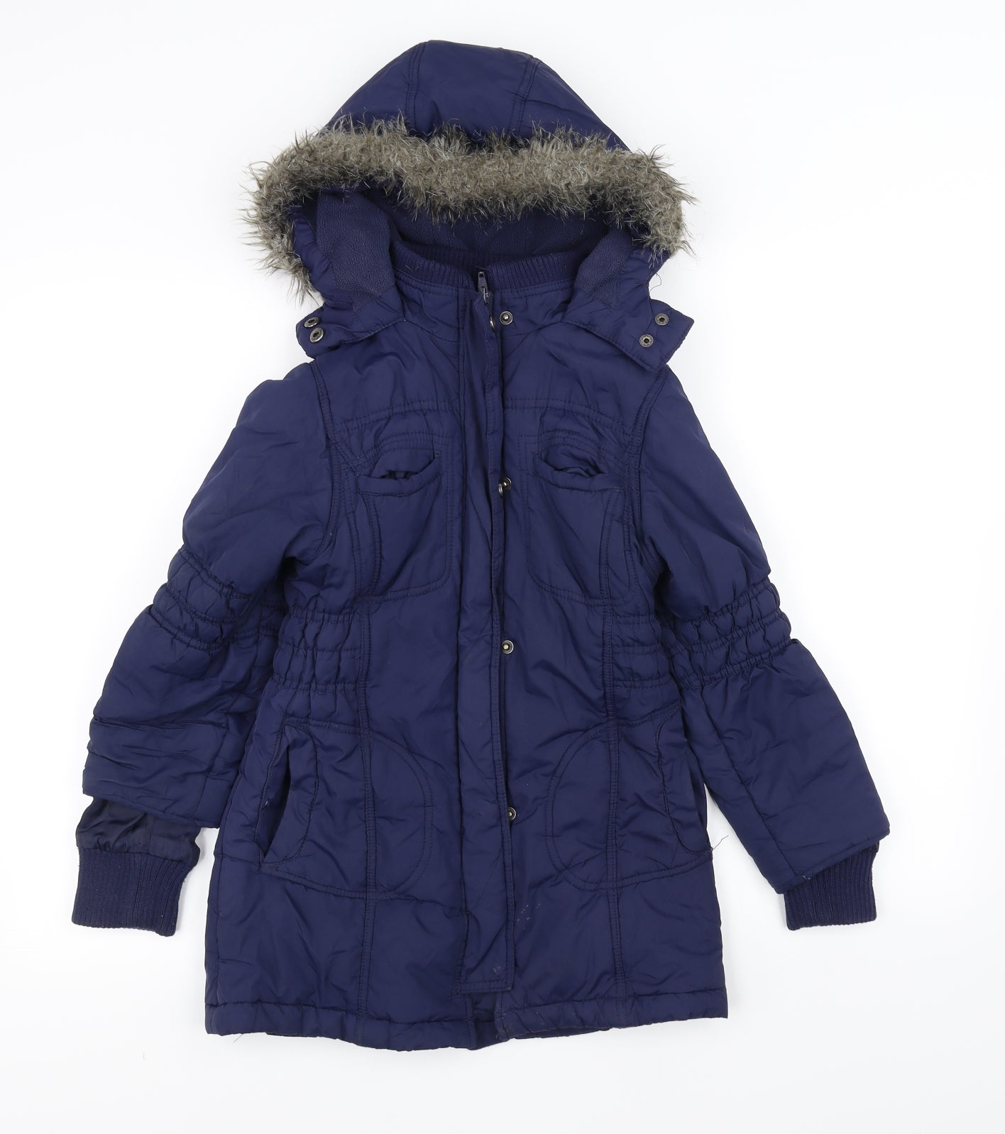 ST DENNIES Girls Blue   Parka Coat Size 8 Years